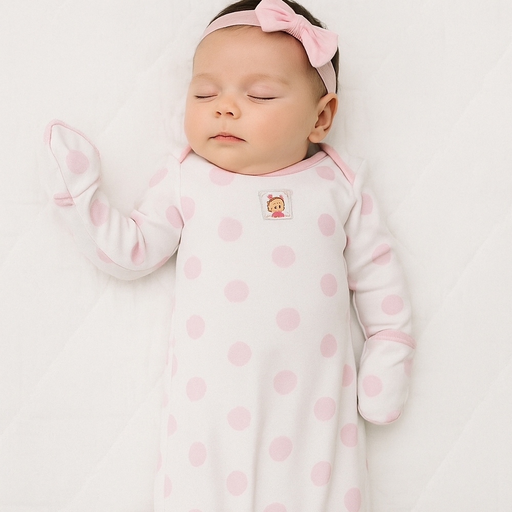 M3) Child of Mine by Carter’s Pink Polka Dot Gown – Size 0-3 Months